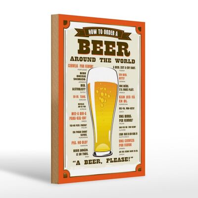 Cartel de madera cerveza 20x30cm Cerveza en todo el mundo cerveza por favor