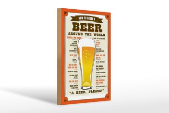 Panneau en bois bière 20x30cm Bière autour du monde bière s'il vous plaît 1