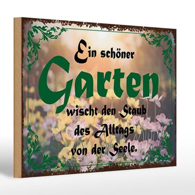 Cartello in legno con scritta "Bellissimo giardino" 30x20 cm cancella la polvere