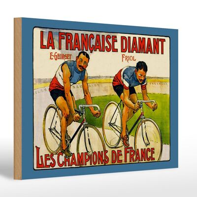 Cartel de madera retro 30x20cm bicicleta la francaise diamante
