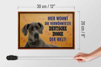 Panneau en bois disant 30x20cm Chien vit ici Dogue Allemand 4