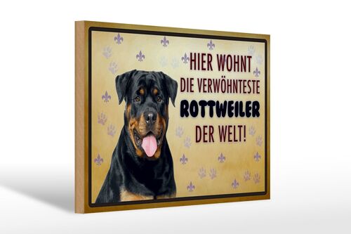 Holzschild Spruch 30x20cm Hund hier wohnt die Rottweiler