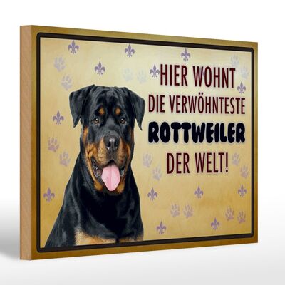 Cartel de madera que dice perro de 30x20 cm, el Rottweiler vive aquí