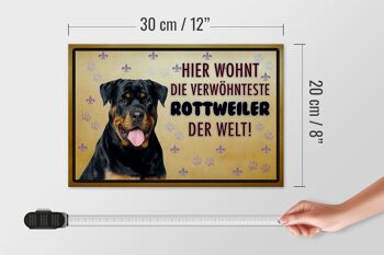 Panneau en bois disant 30x20cm chien le Rottweiler vit ici 4