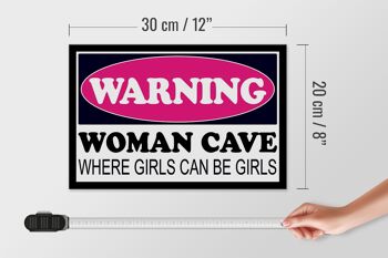 Panneau en bois 30x20cm Attention Femme Grotte où les filles 4