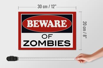 Panneau en bois avertissant 30x20cm attention aux zombies 4