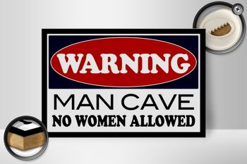 Panneau en bois 30x20cm Attention Man Cave pas de femme 2