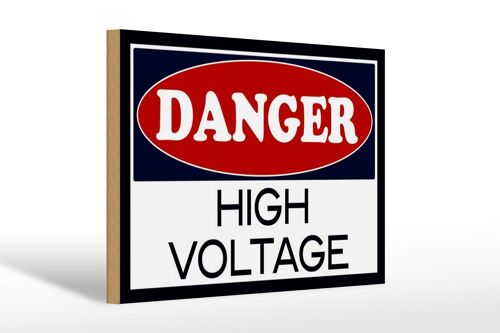 Holzschild Hinweis 30x20cm Danger high voltage