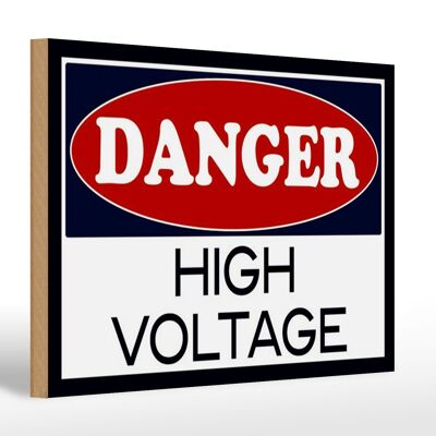 Holzschild Hinweis 30x20cm Danger high voltage