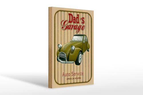 Holzschild Retro 20x30cm Dad´s Garage Auto Service open 24