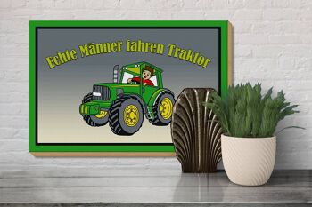 Panneau en bois indiquant 30x20cm De vrais hommes conduisent des tracteurs 3