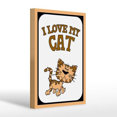 Cartello in legno con scritta "gatto, amo il mio gatto" 20x30 cm