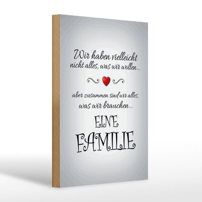 Holzschild Spruch 20x30cm Zusammen wir alles eine Familie