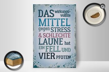 Panneau en bois disant 20x30cm remède contre le stress a 4 pattes 2