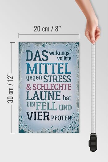 Panneau en bois disant 20x30cm remède contre le stress a 4 pattes 4