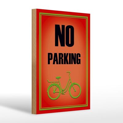Letrero de madera parking 20x30cm bicicleta no parking