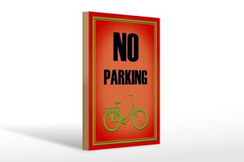 Panneau en bois parking 20x30cm vélo interdit de stationnement 1