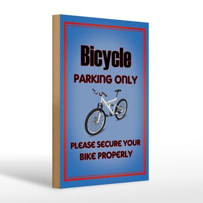 Letrero de madera parking 20x30cm bicicleta Sólo aparcamiento de bicicletas