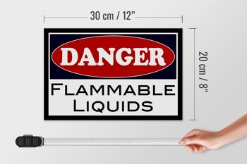 Panneau en bois d'avertissement 30x20cm Danger liquides inflammables 4