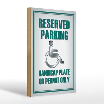 Letrero de madera parking 20x30cm Placa para discapacitados de aparcamiento o