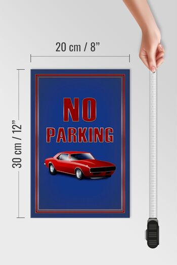 Panneau d'avertissement en bois 20x30cm Car No Parking 4
