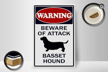 Panneau en bois d'avertissement 20x30cm attention à l'attaque du chien Basset 2
