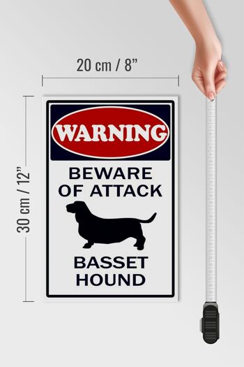 Panneau en bois d'avertissement 20x30cm attention à l'attaque du chien Basset 4