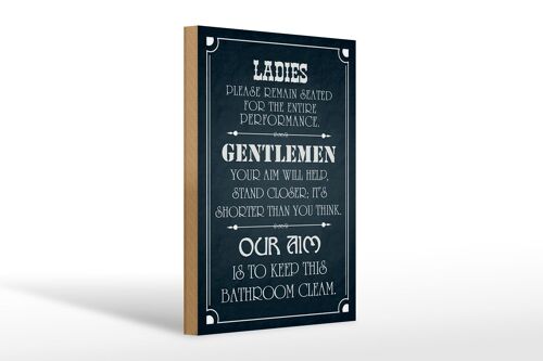 Holzschild Spruch 20x30cm Ladies Gentlemen Badezimmer