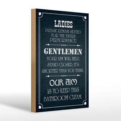 Cartello in legno con scritta 20x30 cm Ladies Gentlemen Bathroom