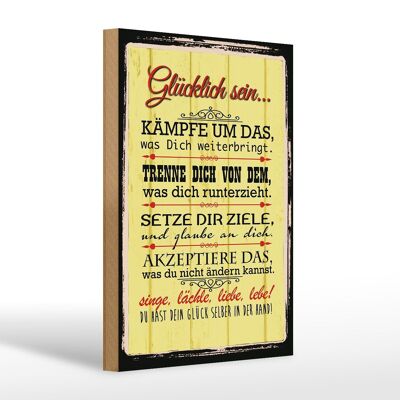 Holzschild Spruch 20x30cm Glücklich singe lächle liebe