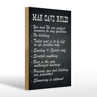 Cartello in legno con scritta 20x30 cm Man Cave Rules Men Rules