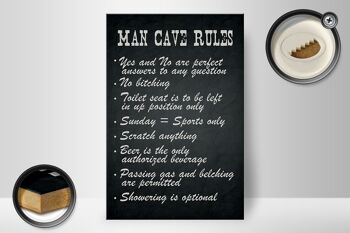 Panneau en bois disant 20x30cm Man Cave Rules Men Rules 2