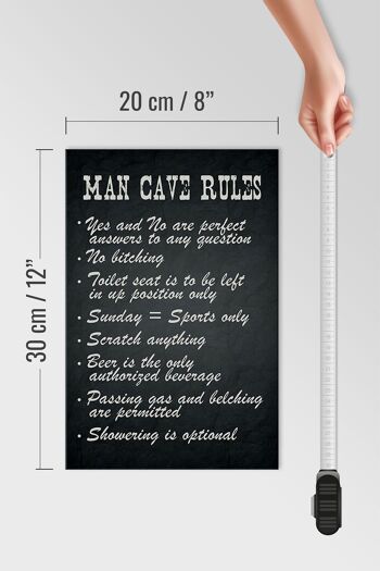 Panneau en bois disant 20x30cm Man Cave Rules Men Rules 4
