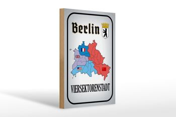 Panneau en bois indiquant la ville à quatre secteurs de Berlin 20x30cm 1