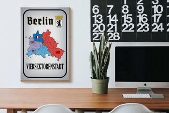 Panneau en bois indiquant la ville à quatre secteurs de Berlin 20x30cm 3