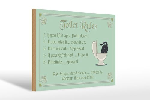 Holzschild Spruch 30x20cm Toilet Rules if you lift it up