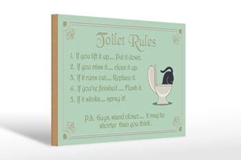 Panneau en bois indiquant les règles des toilettes 30x20 cm si vous le soulevez 1