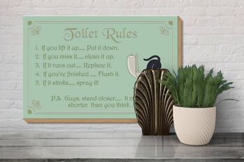 Panneau en bois indiquant les règles des toilettes 30x20 cm si vous le soulevez 3