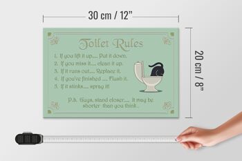 Panneau en bois indiquant les règles des toilettes 30x20 cm si vous le soulevez 4
