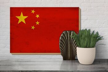 Drapeau en bois 30x20cm, drapeau chinois, décoration murale 3