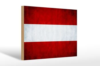 Drapeau panneau en bois 30x20cm drapeau Autriche 1