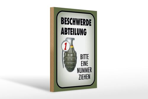 Holzschild Spruch 20x30cm Beschwerde Abteilung bitte Nr.