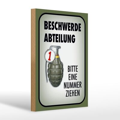 Holzschild Spruch 20x30cm Beschwerde Abteilung bitte Nr.