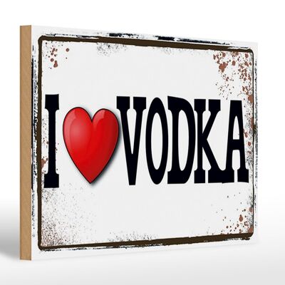 Panneau en bois 30x20cm I love Vodka décoration murale