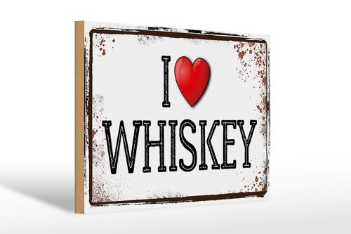 Holzschild 30x20cm i love Whiskey Wanddeko