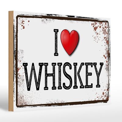 Cartel de madera 30x20cm i love whisky decoración de pared