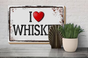 Panneau en bois 30x20cm j'aime le whisky décoration murale 3