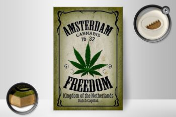 Panneau en bois cannabis 20x30cm Amsterdam Freedom Kingdom 2