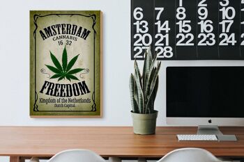 Panneau en bois cannabis 20x30cm Amsterdam Freedom Kingdom 3
