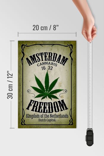 Panneau en bois cannabis 20x30cm Amsterdam Freedom Kingdom 4